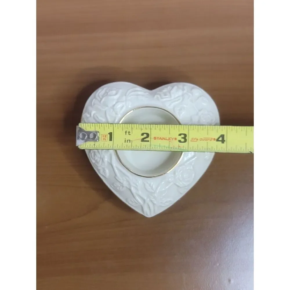 1980s Lenox Porcelain Ivory Heart Votive Candle Holder